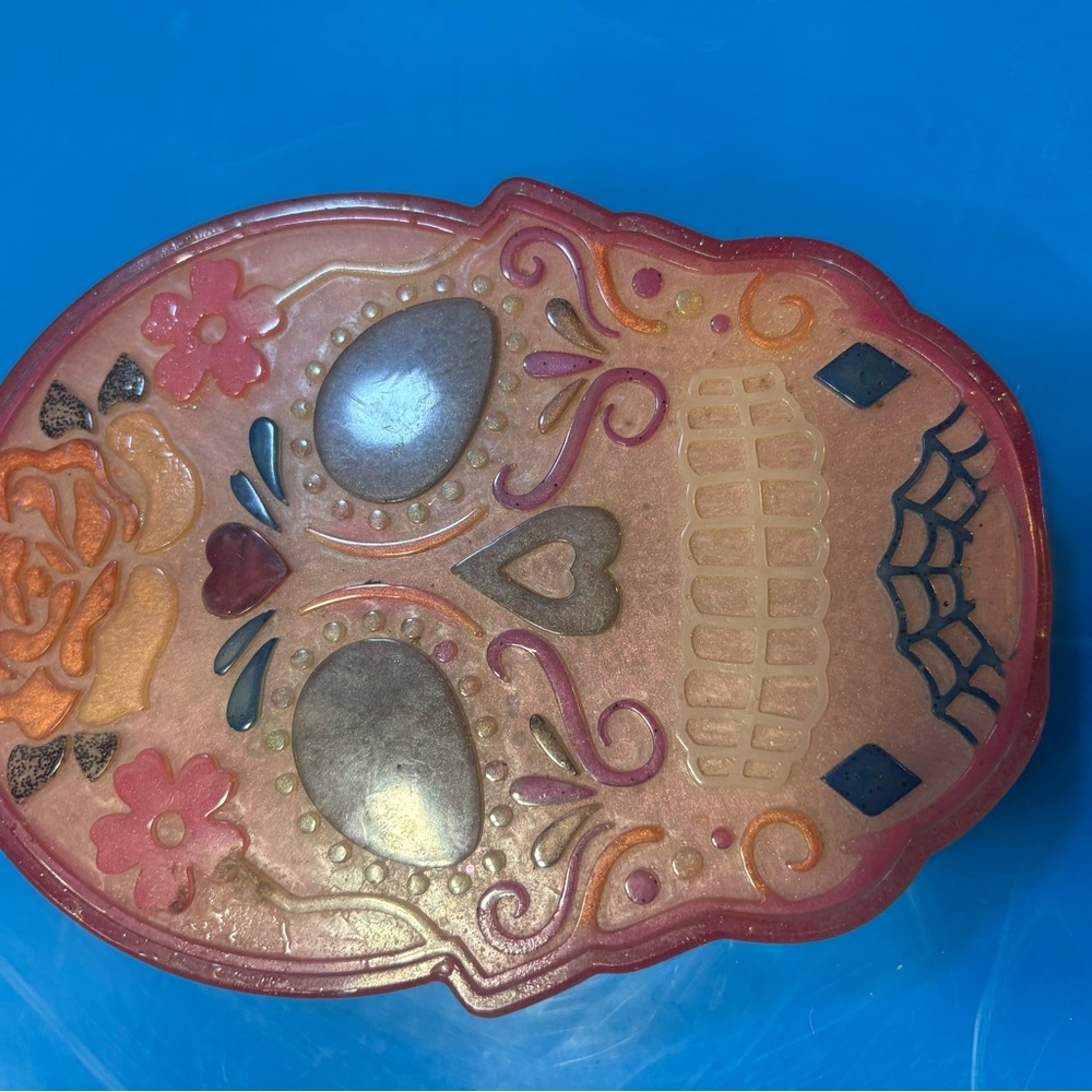 Homemade Colorful Sugar Skull trinket box